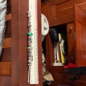 Pandora Silver Bracelet with Green Beads